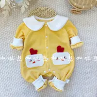 春秋款宝宝衣服新款萌小鸡披肩领小犄角女宝可爱洋气哈衣爬服