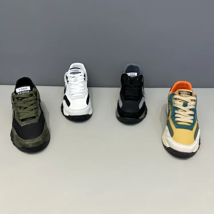 P86-367秋季新款皮面低帮男鞋舒适百搭运动休闲鞋男士阿甘鞋