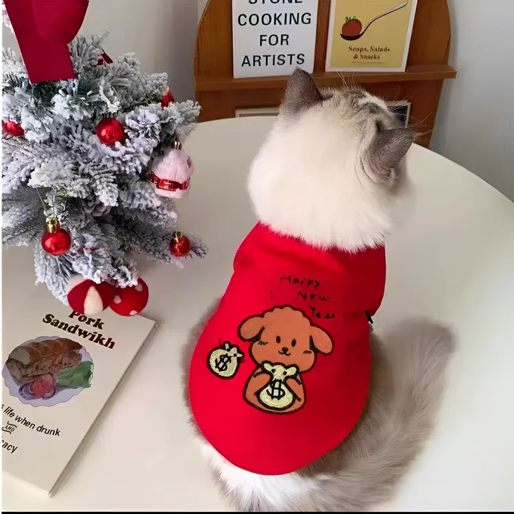 加绒宠物印花衣服泰迪博美猫咪比熊狗狗春秋冬装厚款幼犬可爱卫衣