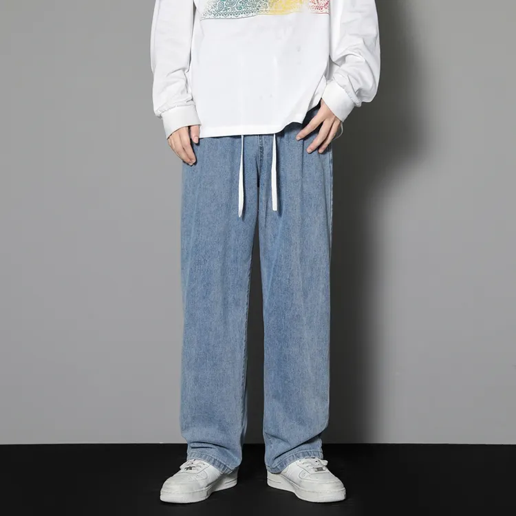 男士新款流行宽松直筒休闲青年港风百搭牛仔裤101819