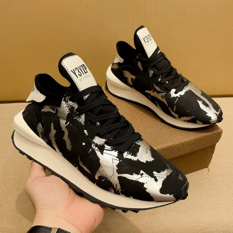 巴黎黑武士男鞋新款真皮男士阿甘鞋运动百搭潮鞋迷彩牛皮休闲鞋