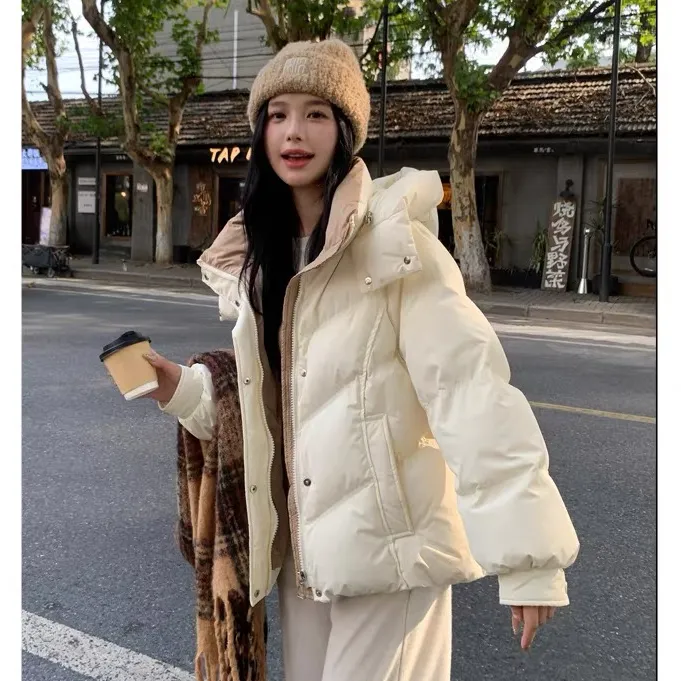 【YX印系】2025年新款韩版撞色高端洋气加厚白鸭绒羽绒短款服新款