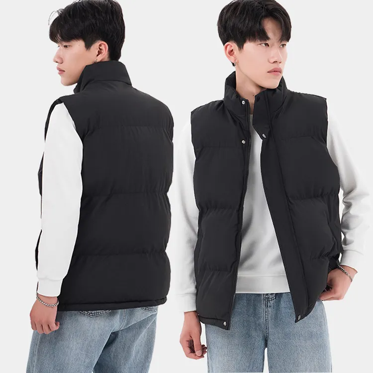 秋冬坎肩保暖外穿马甲面抽立领拉链厚款百搭运动宽松型直下摆外套