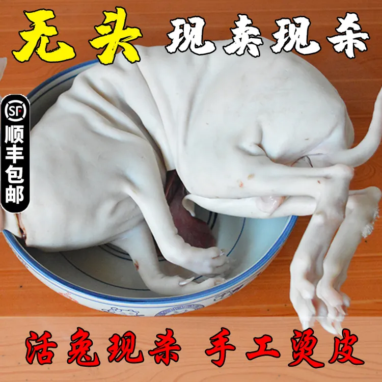 烫皮兔肉整只带皮兔子肉手工脱毛新鲜活兔现杀无头2-8斤顺丰包邮