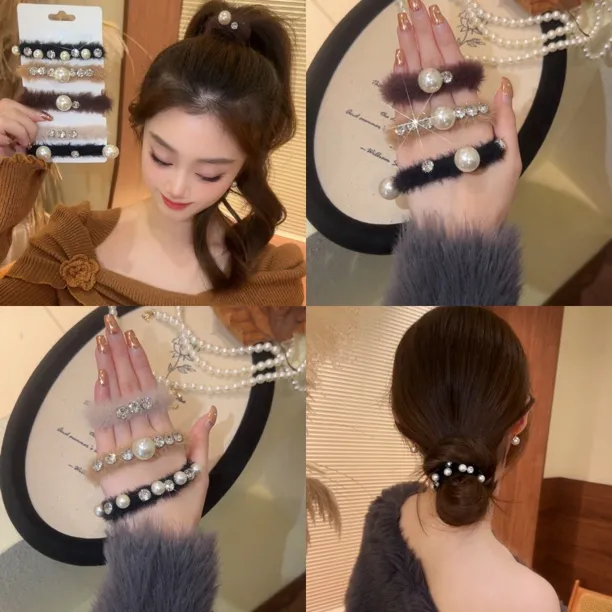 秋冬季宝藏毛绒头绳柔软不卡发加粗高弹力韩系发绳