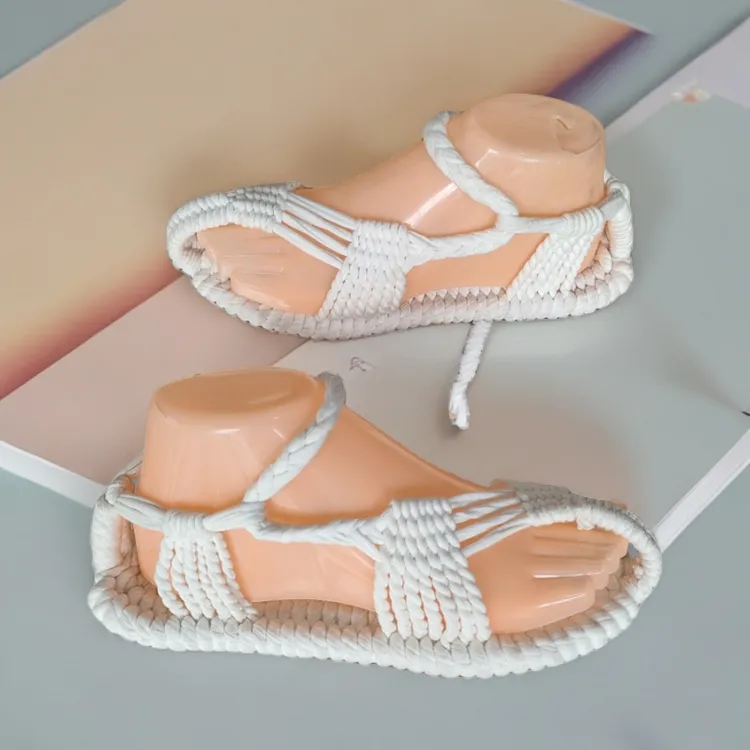 纯手工编织男女同款布草鞋舒适防滑夏季平底休闲平跟软底平底透气