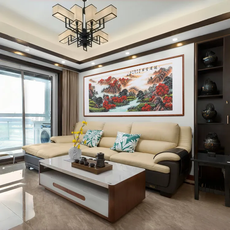 50缘古轩 新中式客厅沙发背景墙办公室山水画