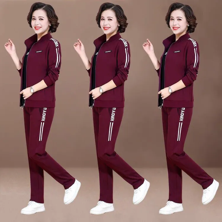 中老年妈妈运动服套装女大码女装新款休闲外套女潮单件/两三件套