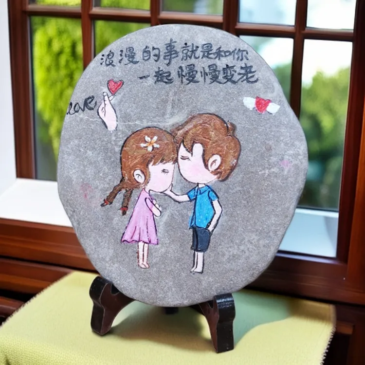情侣婚礼家庭闺蜜生日礼品家居客厅卧室手工玉石石刻画纪念品摆件