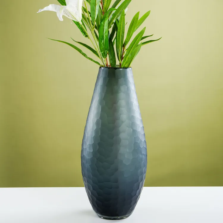 手工雕刻玻璃花瓶自由组合民宿居家装饰摆件玻璃花瓶磨砂家居摆件