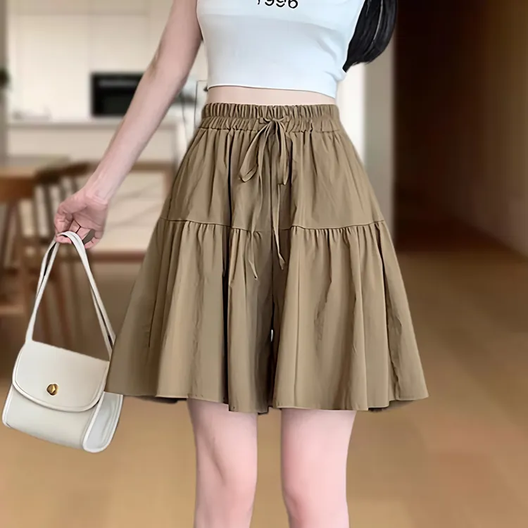 慵懒风2025夏季时尚休闲阔腿裙短裤薄款五分短裤女裤裙半腿裤女款