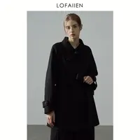 LOFAIIEN/洛梵怡"莳月舒安"秋冬中长款立领腰带毛呢绵羊毛大衣