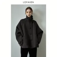 LOFAIIEN/洛梵怡 "利斯河畔"秋冬设计师短款休闲毛呢绵羊毛大衣