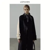 LOFAIIEN/洛梵怡"叙冬里里"秋冬设计师宽松拼接撞色绵羊毛大衣