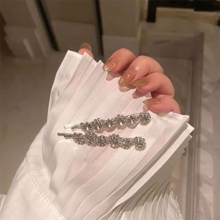 女团风奥地利闪钻发夹一字夹刘海边夹水晶水钻甜酷仙女气质侧边夹