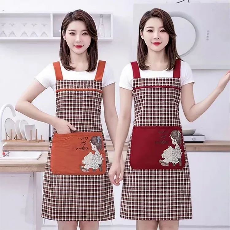 韩版女时尚棉布围裙家用厨房做饭新款洋气罩衣透气背带围腰工作服
