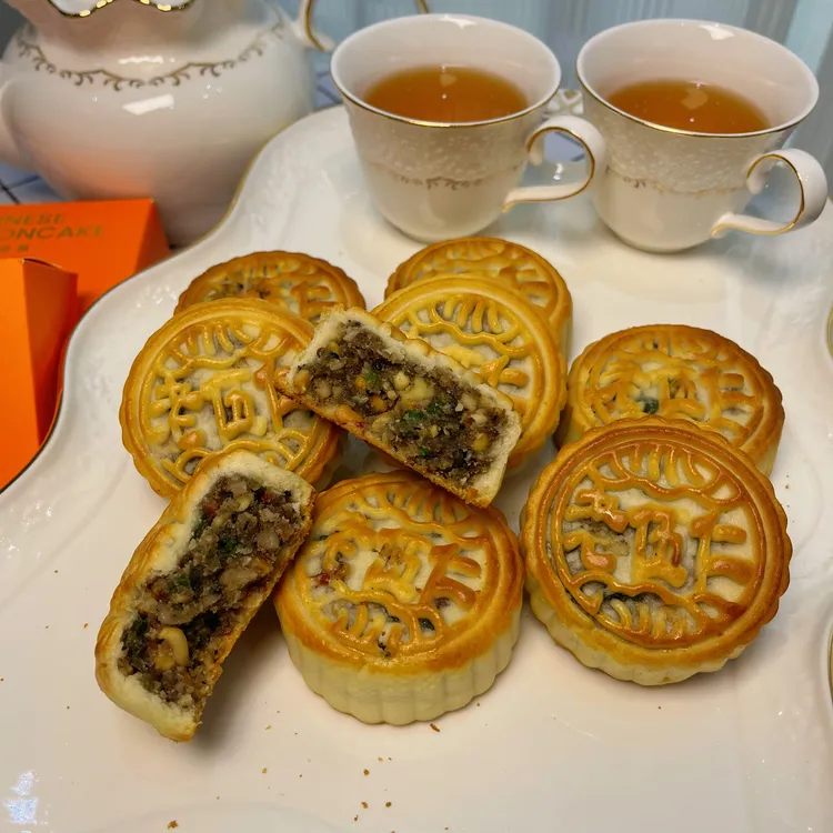 纯手工伍仁月饼老式青红丝 黑芝麻月饼传统优选