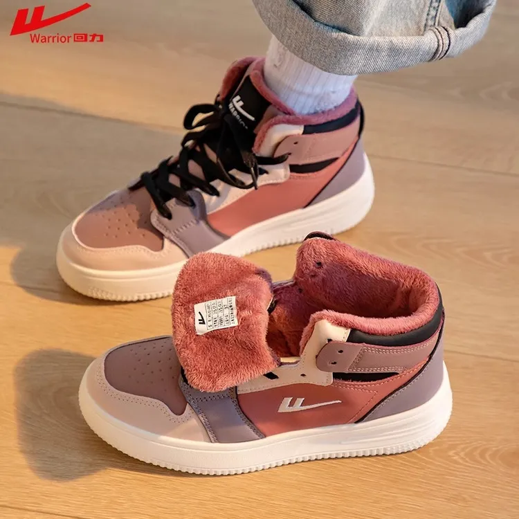 回力女鞋加绒棉鞋女2025冬季新款休闲厚底高帮鞋女保暖运动板鞋女