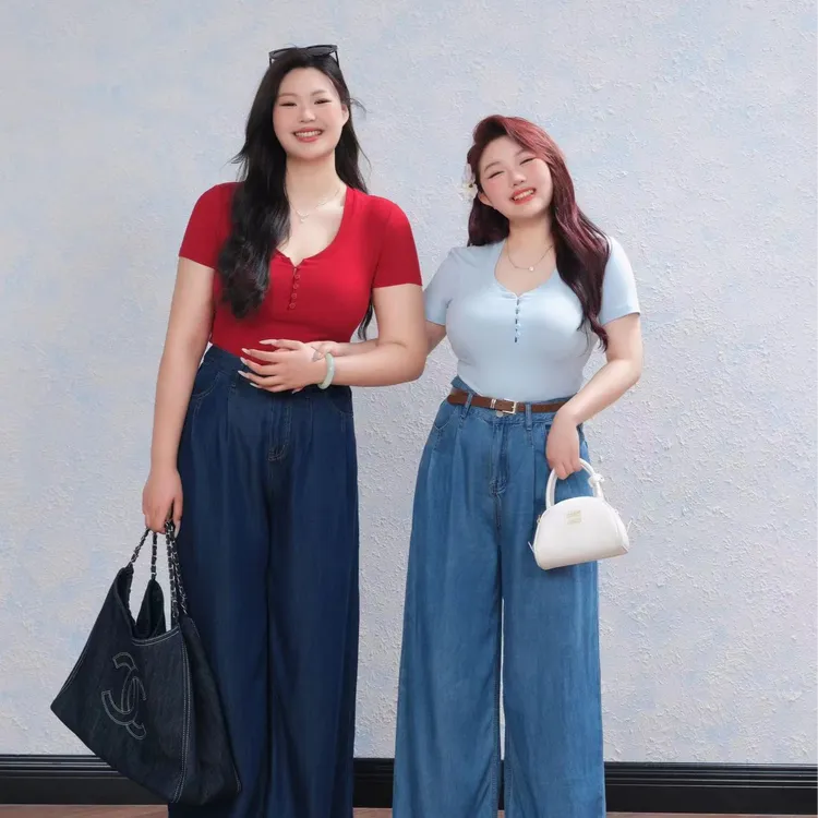 现货慧芝huizhi 28020 定制款 天某丝夏款凉凉高腰阔腿牛仔裤