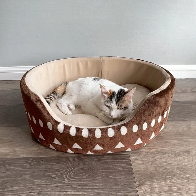 猫咪躲避屋半封闭式猫窝冬天保暖加厚法兰绒安全感窝猫咪床踩奶垫