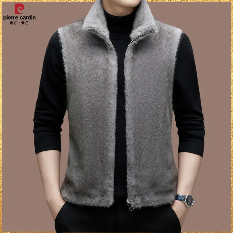 【皮尔卡丹】男士轻奢皮毛一体马甲时尚双面穿高档休闲秋冬保暖背心