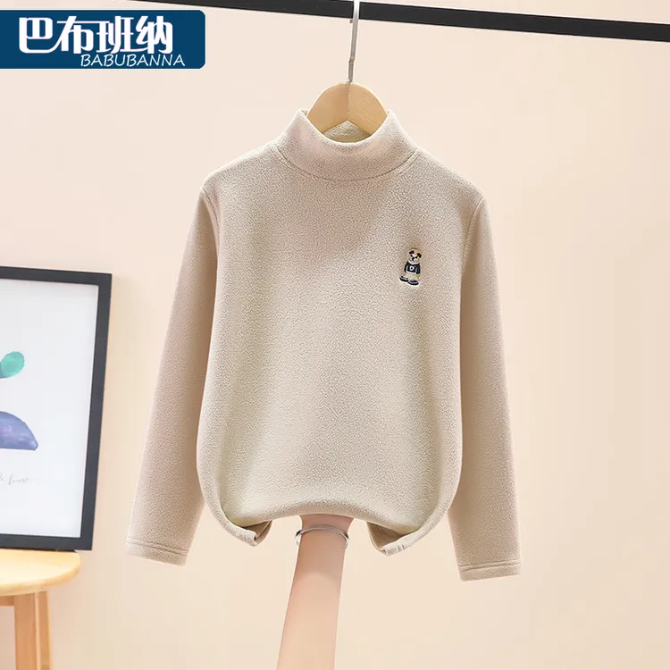 儿童奥利绒打底衫双面绒半高领男童卫衣2025新款冬装大童保暖上衣