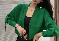 2024春款高货短款甜美减龄网红百搭显瘦长袖休闲时尚针织开衫