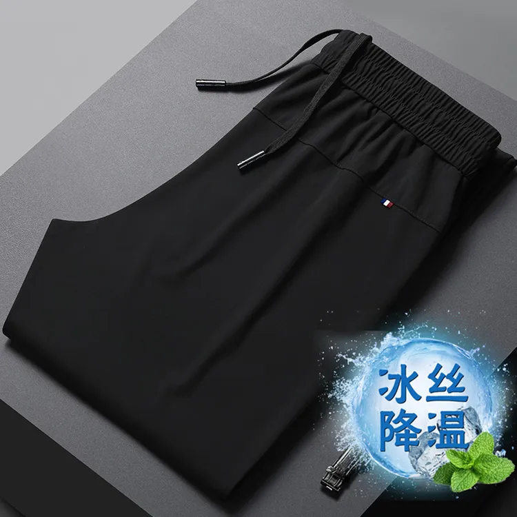 冰丝休闲裤男夏季高端免烫薄款松紧腰男士商务弹力西裤男款长裤