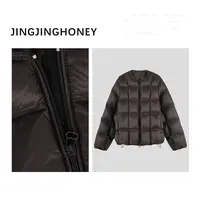 静静哈尼 【圆领方块羽绒服】轻薄90白鸭绒无内胆羽绒外套Y82512