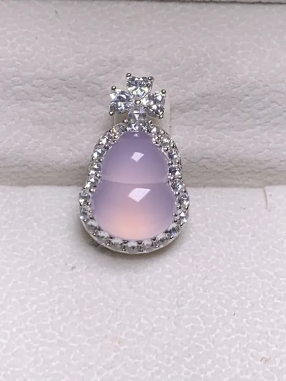 天然紫色玉髓葫芦挂件s925镶嵌女士轻奢款珠宝吊坠