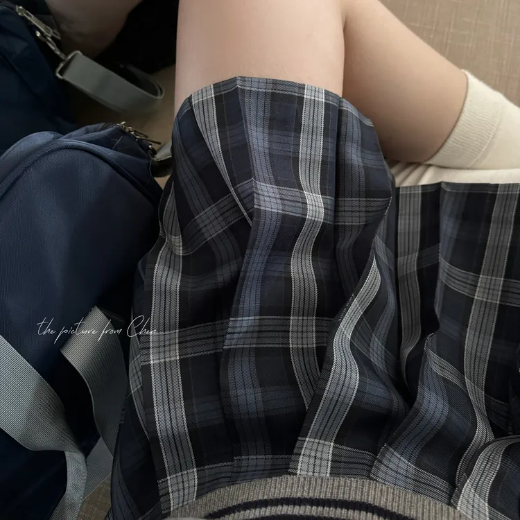 梨筏信【函数】原创jk格裙校供感学院风jk制服套装蓝色高腰百褶裙