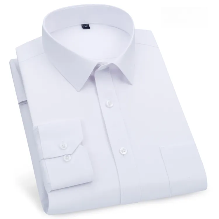 男女同款涤棉休闲韩版衬衣长袖修身商务白色条纹纯色春季秋季衬衫