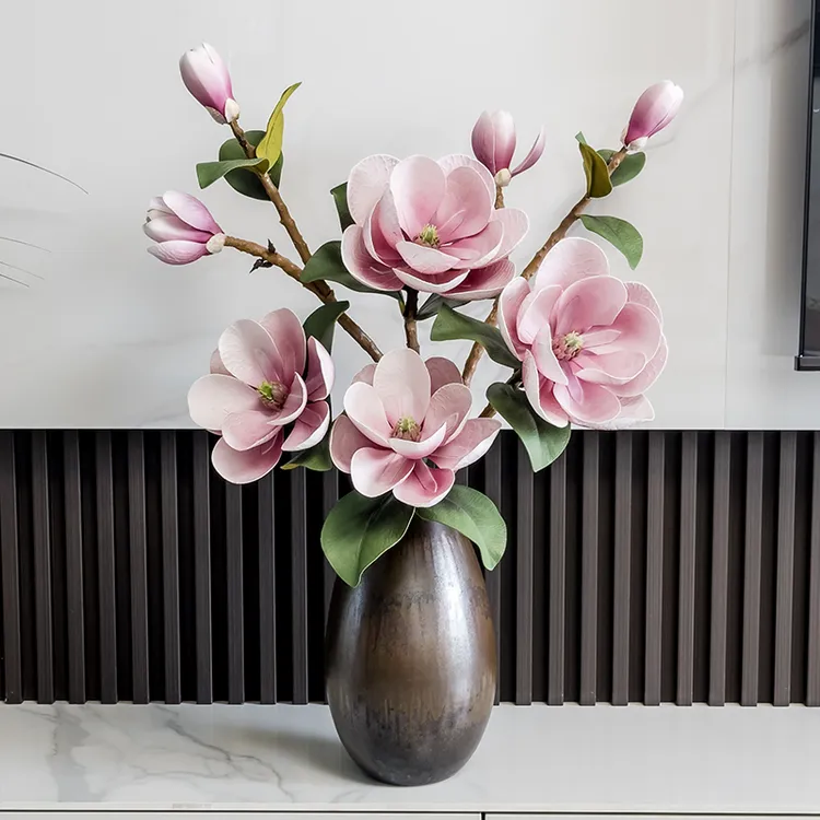 帝王玉兰PU手感仿真花家居摆件客厅精品假花高支玉兰花装饰室内花