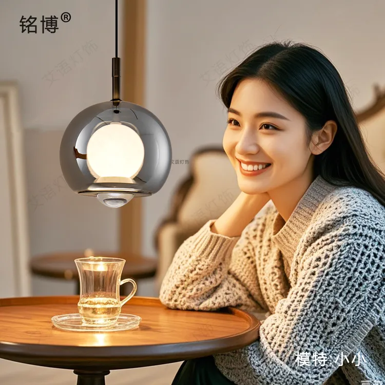 铭博创意现代简约个性升降调节床头吊线灯意式极简玄关吧台餐厅灯