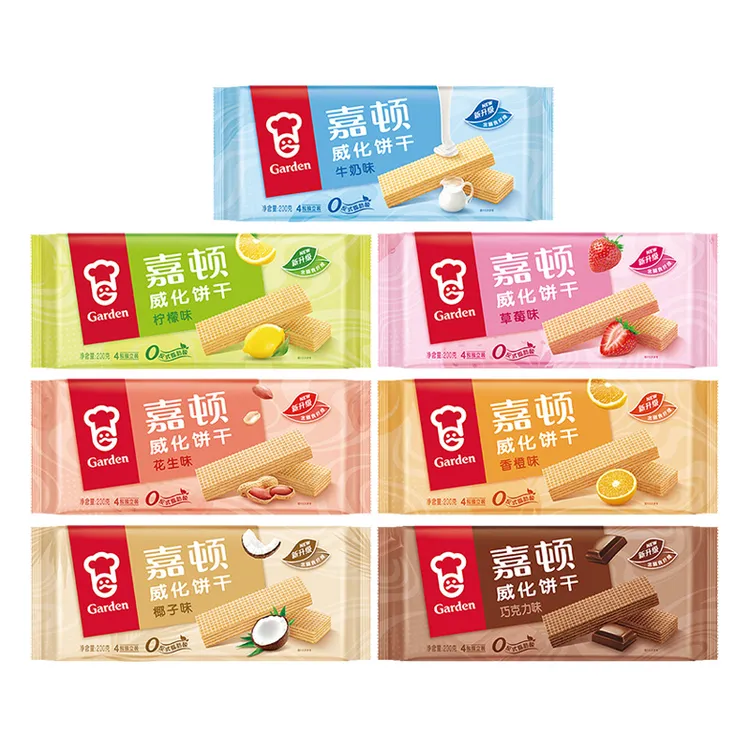 嘉顿威化饼干巧克力花生柠檬椰子香橙草莓牛奶味7口味夹心美味