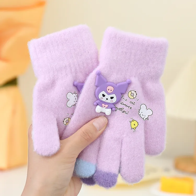 公主手套女童冬天保暖薄款儿童6-12岁女孩宝宝五指可爱小学生潮款