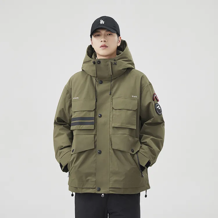 新国标90白鸭绒工装羽绒服男2024冬季宽松潮牌防寒保暖外套