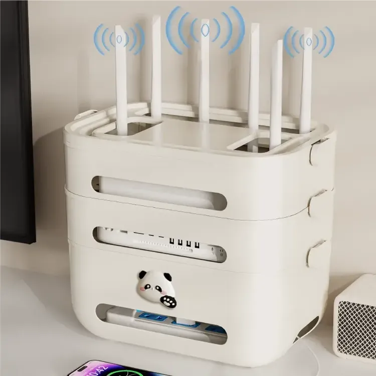 奇喵家用客厅WiFi收纳盒电视机线路收纳盒免打孔无线路由器收纳盒
