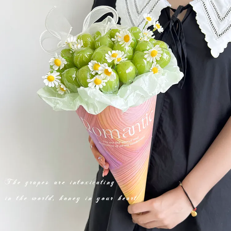 diy创意礼物冰淇淋甜筒水果葡萄花束花艺包装纸材料包送女友闺蜜
