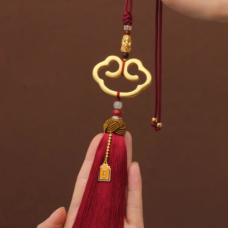汽车挂件黄铜祥云如意大号车内吊饰平安貔貅车载后视镜挂饰高级感