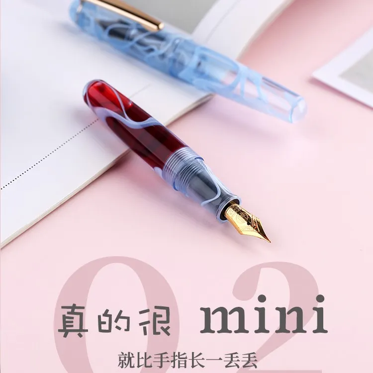 末匠Q2萌款mini进口树脂短钢笔设计师手账细尖男女同款便携口袋笔