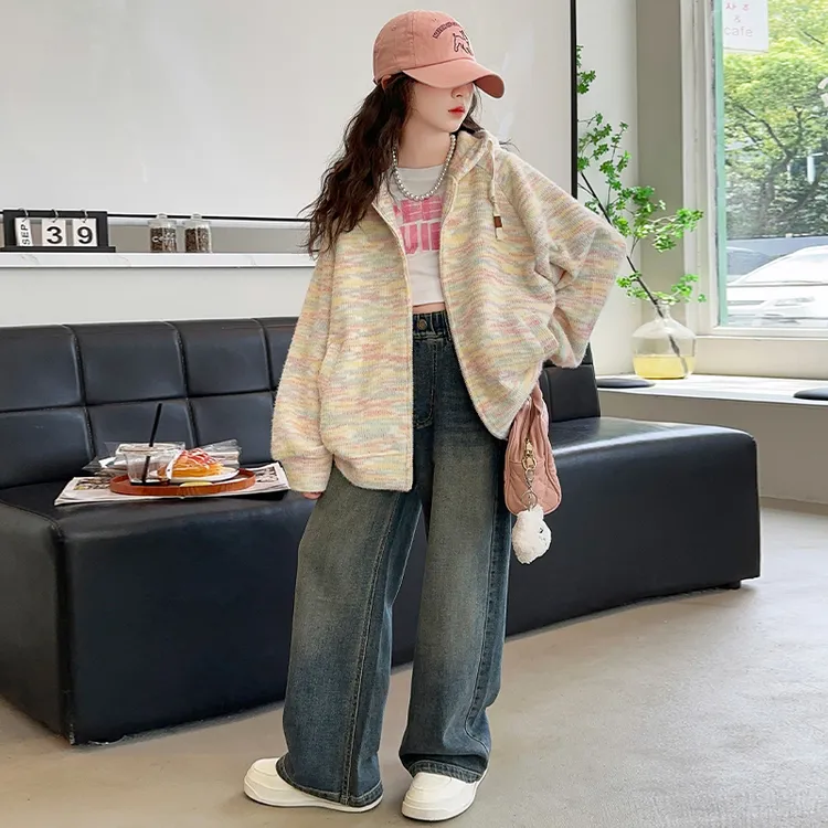 女童外套秋装2024新款洋气儿童连帽开衫春秋款中大童棒球服6-12岁