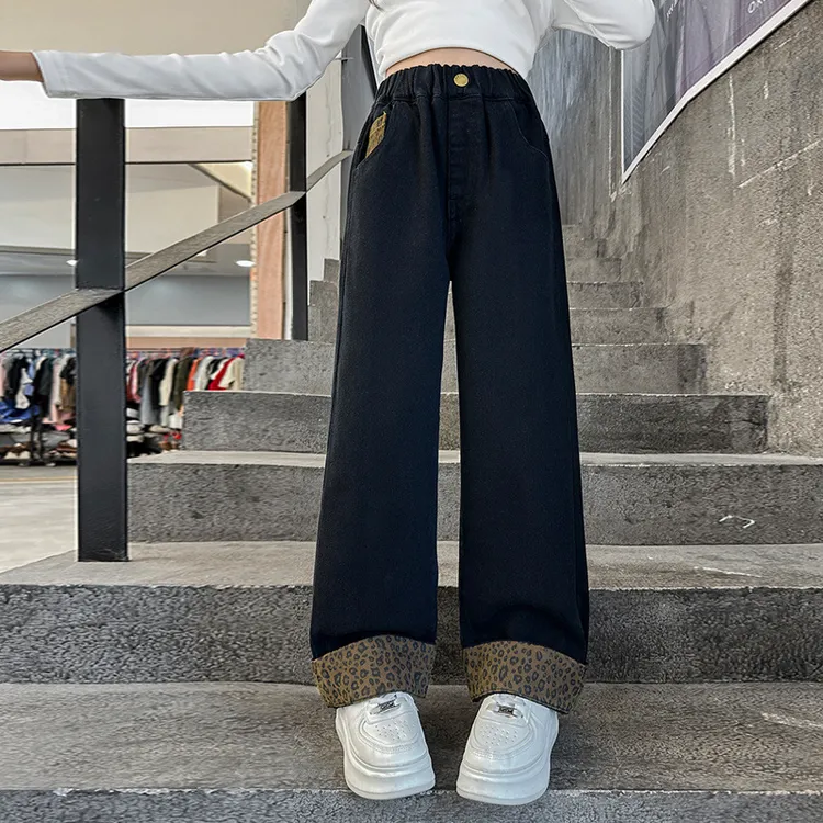 女童裤子秋装2024新款洋气儿童直筒休闲裤春秋中大童牛仔裤6-12岁