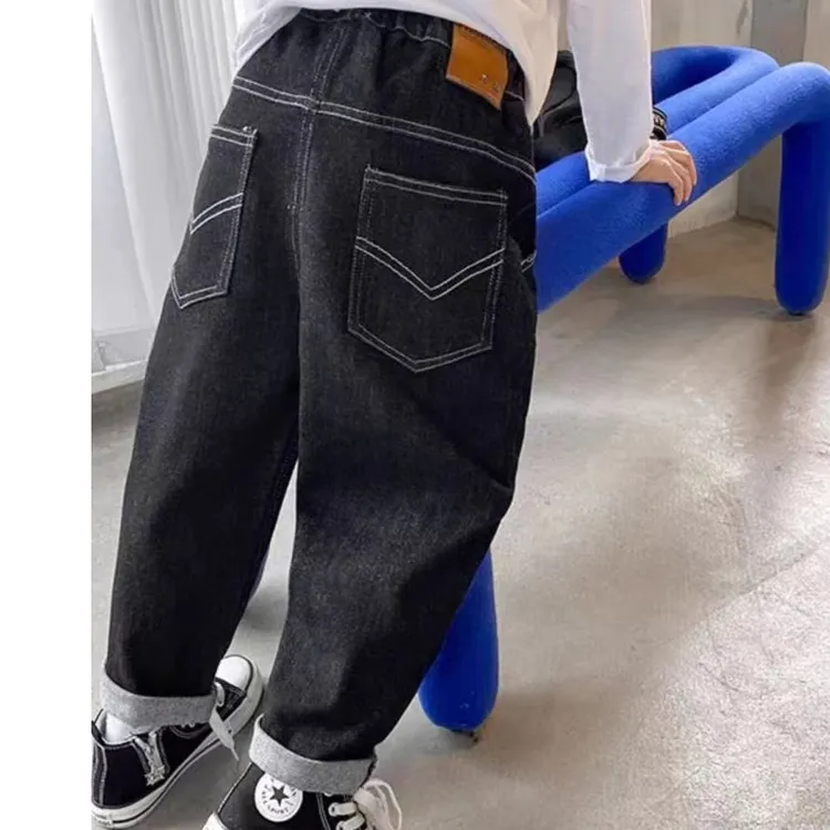 童装宝宝牛仔裤儿童裤子小童款2024秋冬新款复古洋气直筒长裤时尚