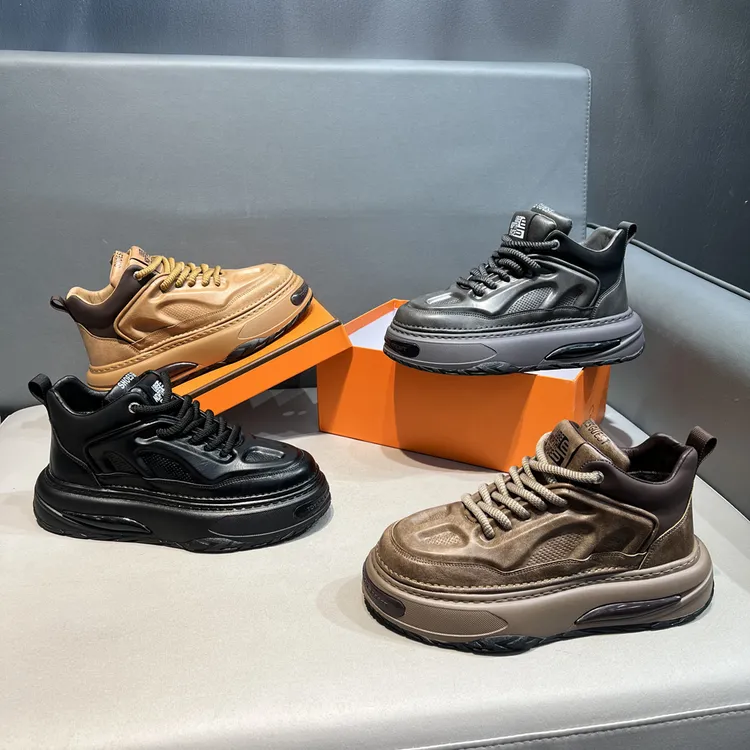 轻奢增高厚底老爹鞋2025新款时尚百搭软底舒适男士潮流高帮休闲鞋