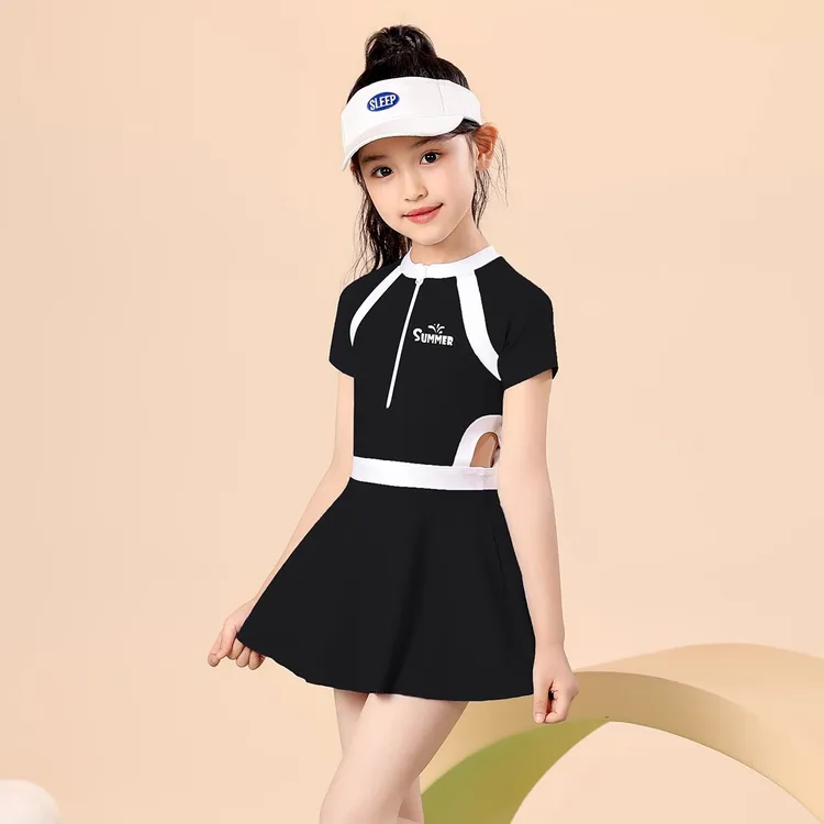 34034儿童泳衣女孩2025新款专业分体泳装中大童速干防晒游泳衣
