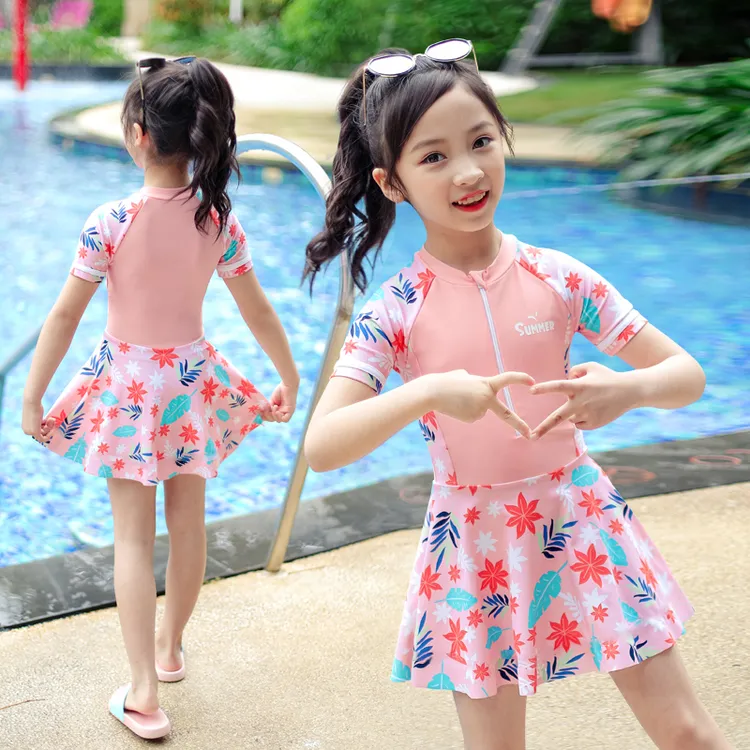 31625儿童泳衣女童中大童分体游泳显瘦泳衣2025新款亲子家庭泳装