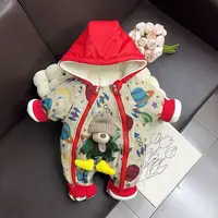 婴儿连体衣冬季保暖宝宝加绒加厚爬服新生儿男女外出哈衣卡通抱衣