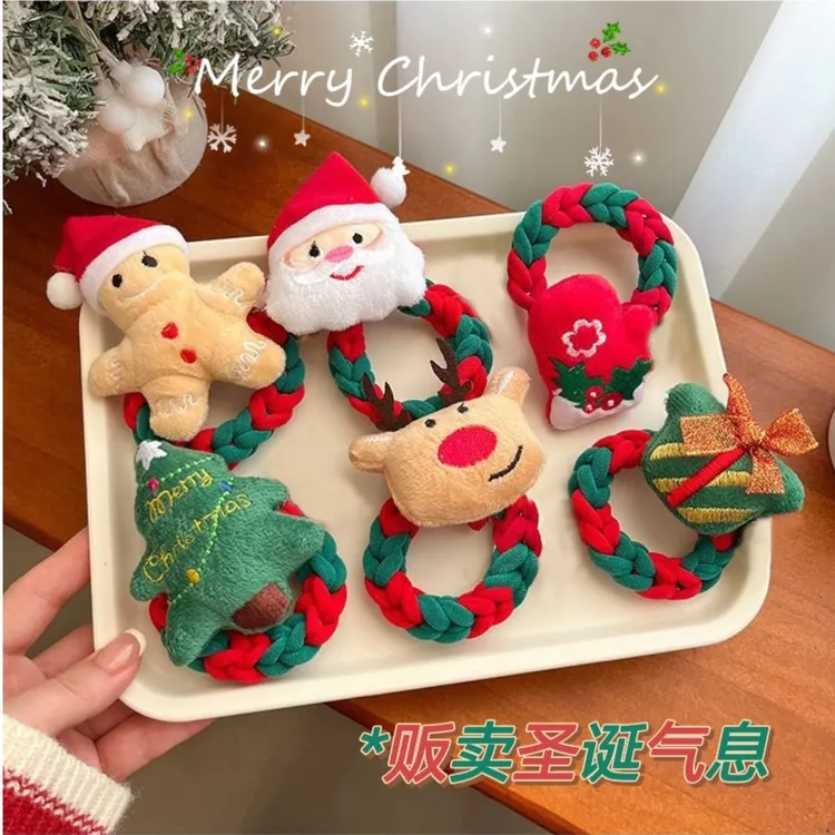 婉之恋圣诞节发圈甜美女孩头绳可爱圣诞老人扎丸子头皮筋发绳女