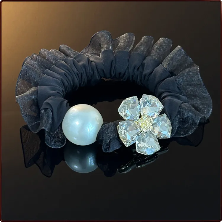 一饰达-6629轻奢流年系列-花朵亮钻珠子面膜圈时尚气质百搭发圈